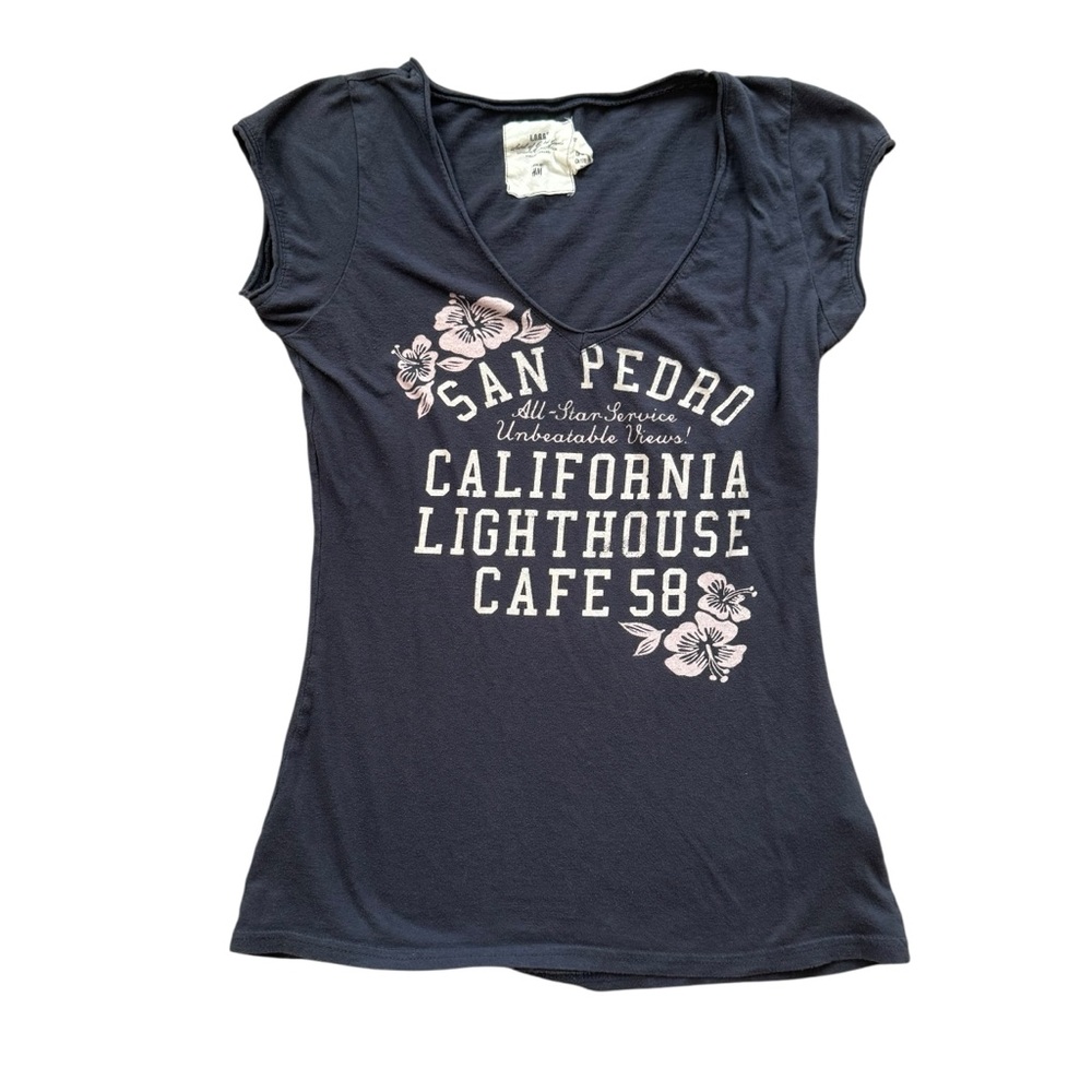 H&M Navy Graphic Tee Women’s Size Medium - Picture 3 of 6